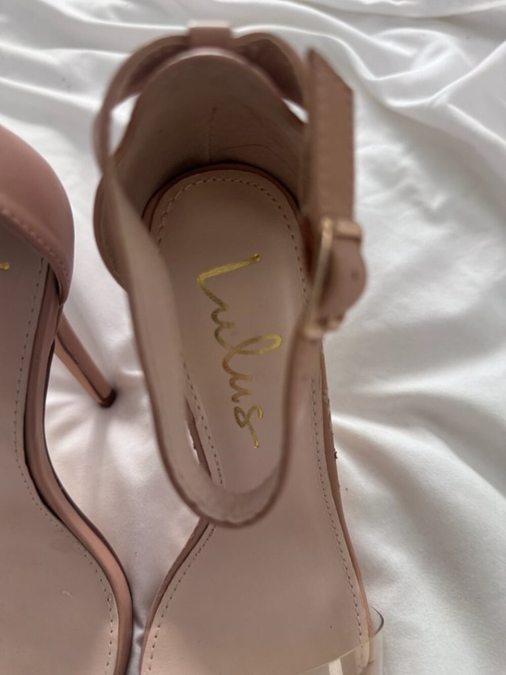 Lulus Nude Clear Strap Stiletto Heels - Picture 3 of 7